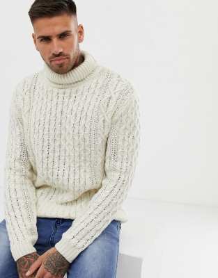 cable knit polo neck