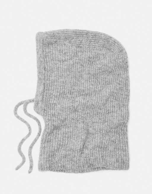Pull&Bear cagoule en maille côtelée gris pâle, 3 de 4