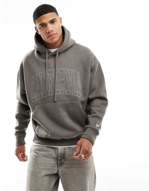 Pull&Bear California hoodie in gray