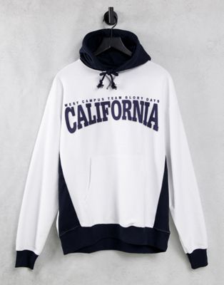 Pull&Bear California varsity hoodie in grey