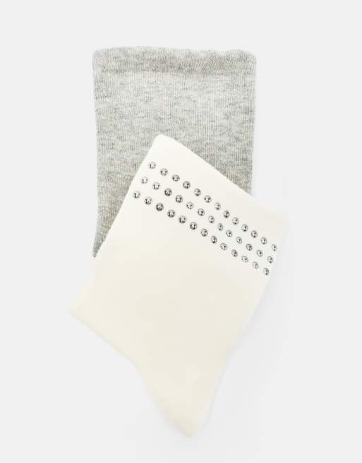 Pull&Bear calzini con borchie bianco sporco, 3 di 3