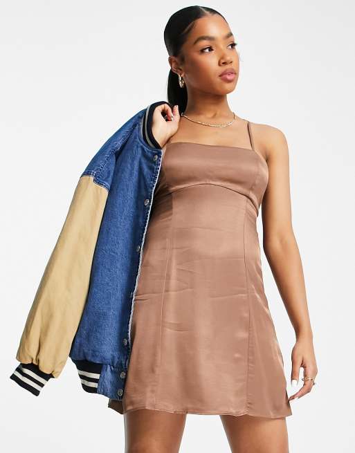 Bronze silk hot sale slip dress