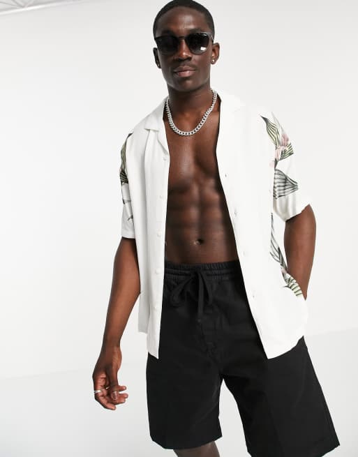 Pull&Bear - Camicia a maniche corte bianca a fiori