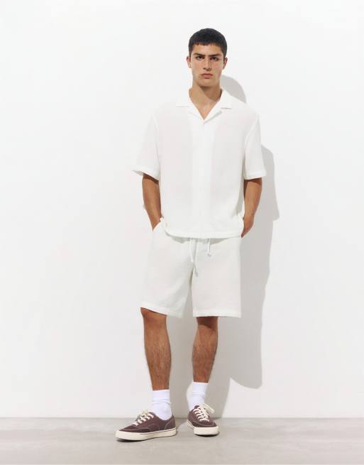 Pull&Bear - Camicia a maniche corte in crêpe bianca, 3 di 4