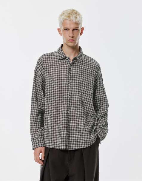 Pull&Bear - Camicia a maniche lunghe grigia a quadri - view 1