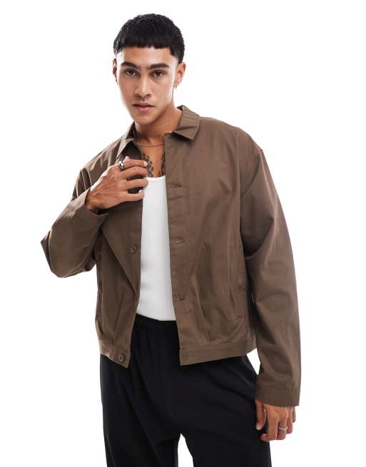 Pull&Bear - Camicia a maniche lunghe kaki squadrata