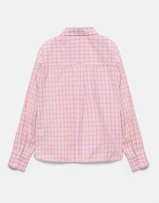 Pull&Bear camicia a quadri rosa con tasca, 7 di 7