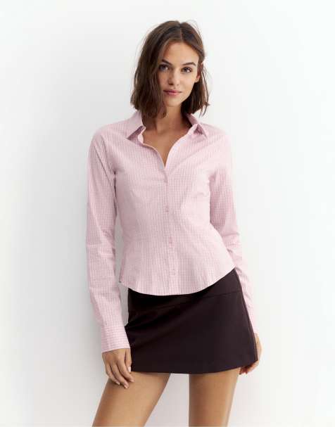 Pull&Bear camicia aderente con polsini ampi rosa - view 1