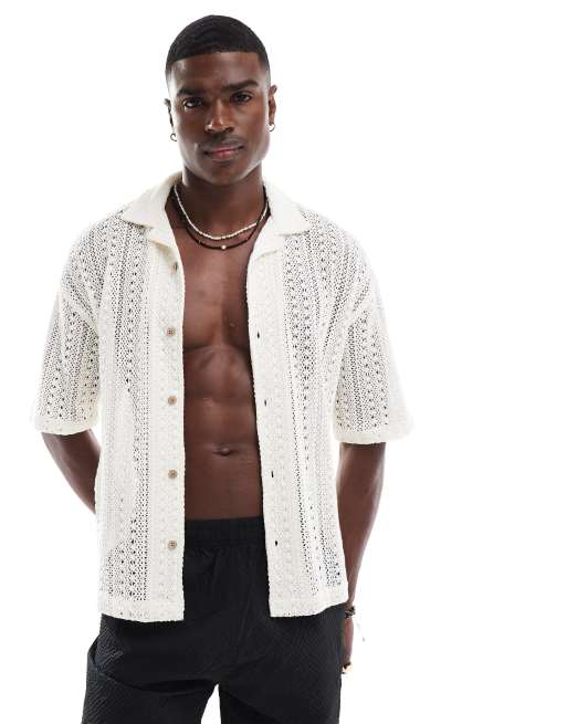 Pull&Bear - Camicia ampia in maglia écru
