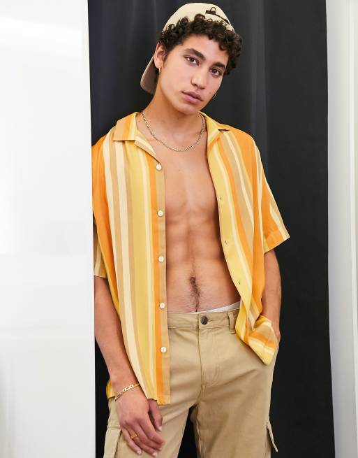 Pull&Bear - Camicia arancione a righe
