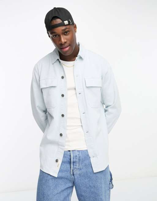 Pull&Bear - Camicia blu in twill