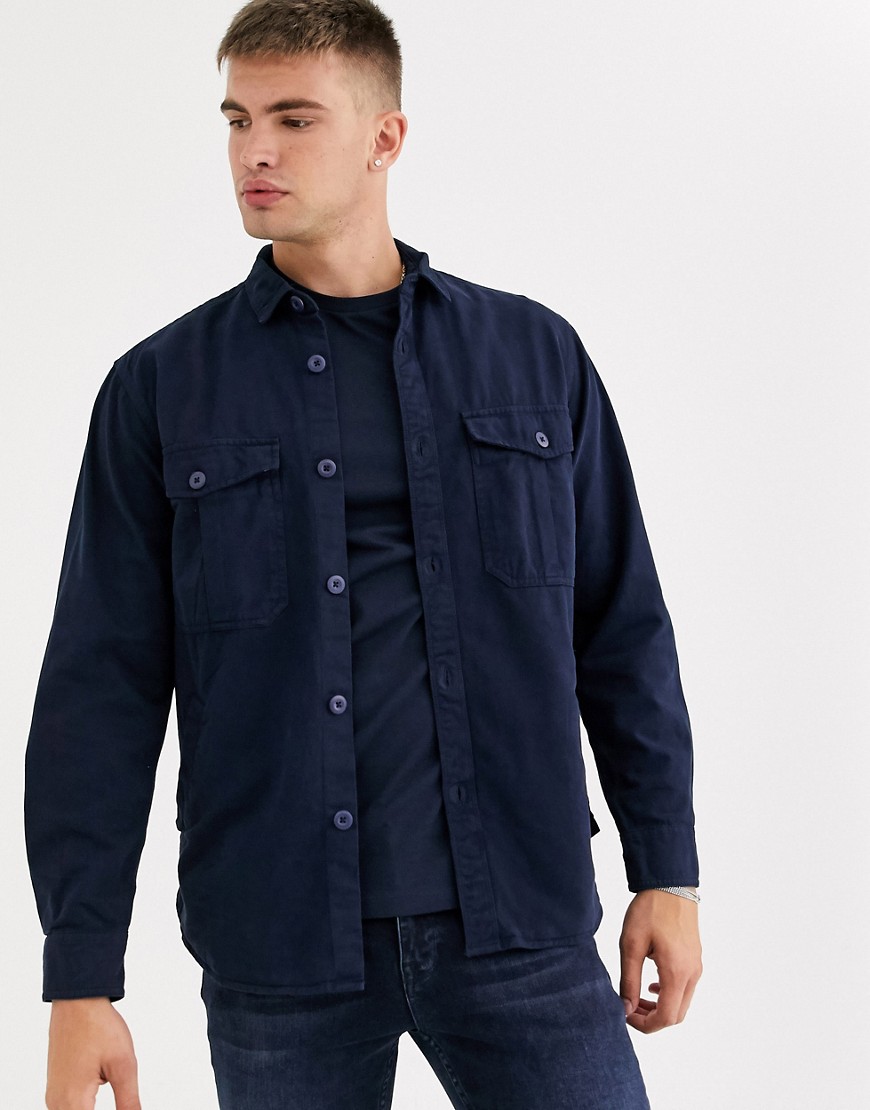 Pull&Bear - Camicia con tasche blu navy