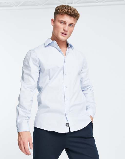 Pull&Bear - Camicia elegante in popeline blu