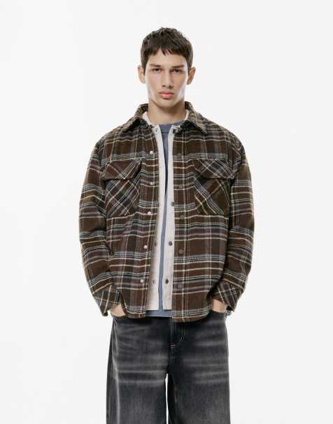 Pull&Bear - Camicia giacca marrone a quadri - view 1