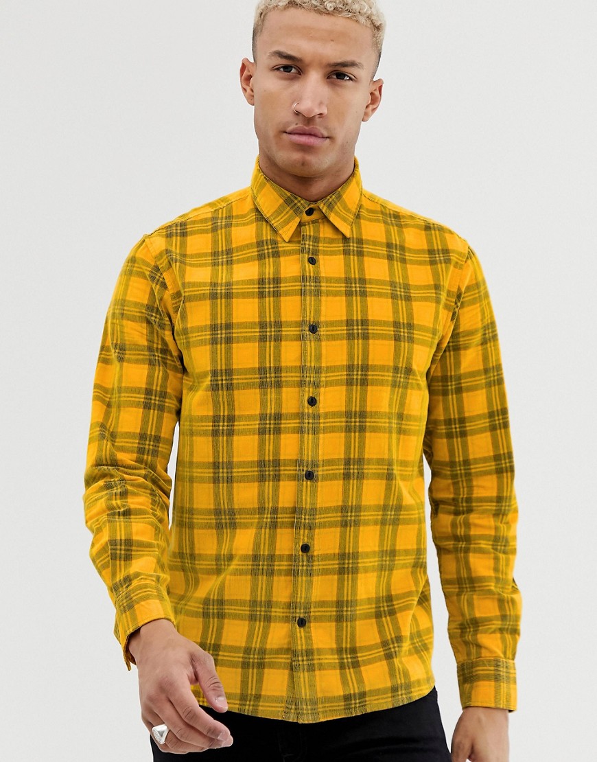 Pull&Bear - Camicia gialla a quadri-Giallo