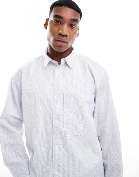 Pull&Bear - Camicia grigia a righe testurizzata a maniche lunghe - view 1