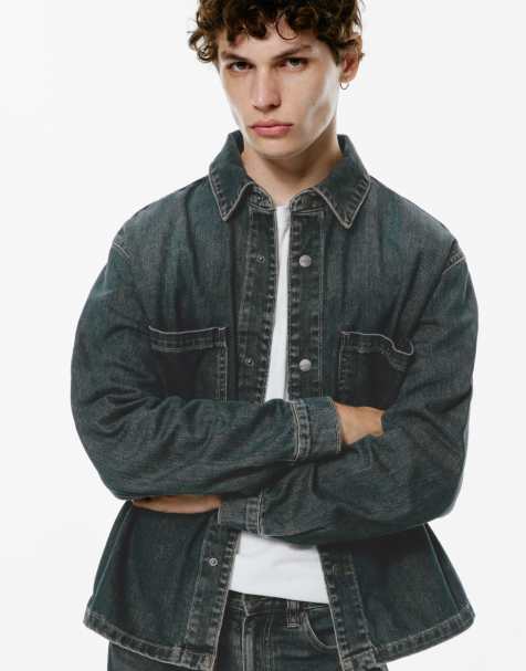 Pull&Bear - Camicia in denim blu neon - view 1