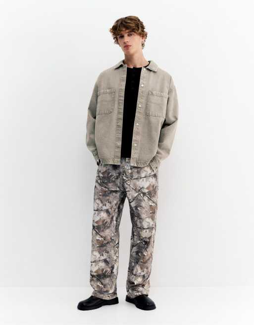 Pull&Bear - Camicia in denim grigio slavato, 3 di 4
