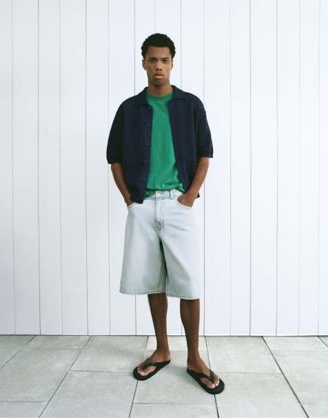 Pull&Bear - Camicia in maglia blu scuro con cutwork - view 1