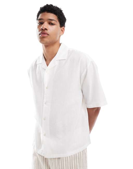 Pull&Bear - Camicia in misto lino color écru