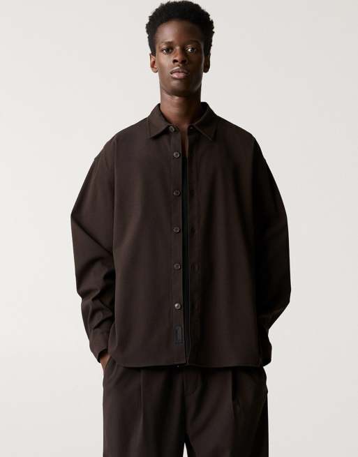 Pull&Bear - Camicia marrone in coordinato