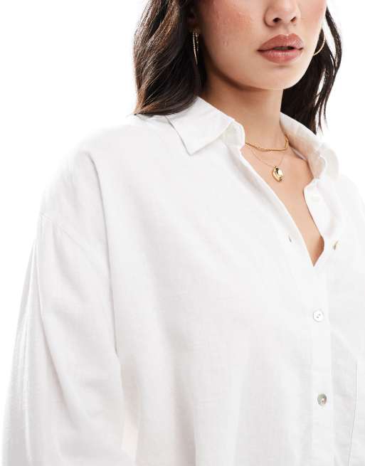 Camicia Bianca Camicia Lino Pull And Bear Pull&Bear Camicia Taglio