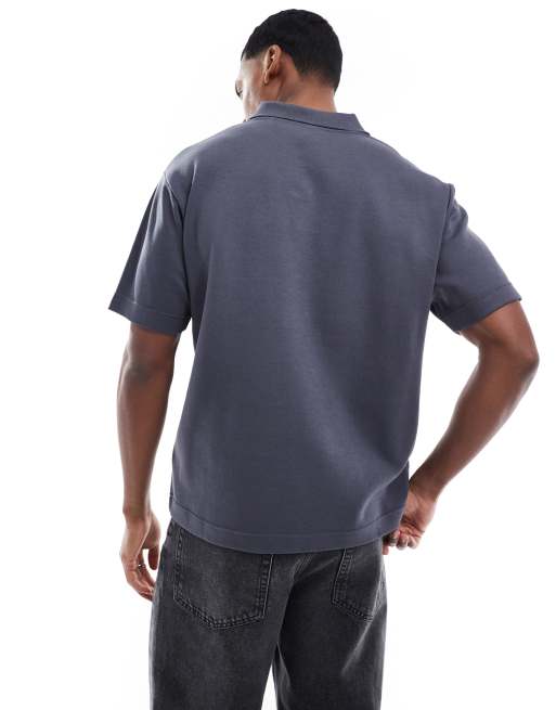 Pull&Bear - Polo grigio antracite con rever