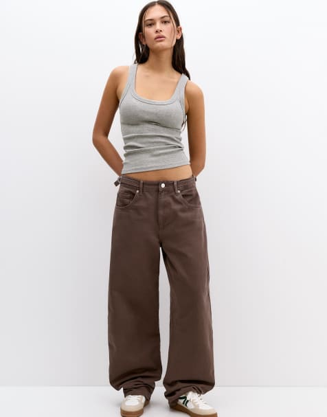 Pull&Bear - Canotta grigio mélange a coste - view 2