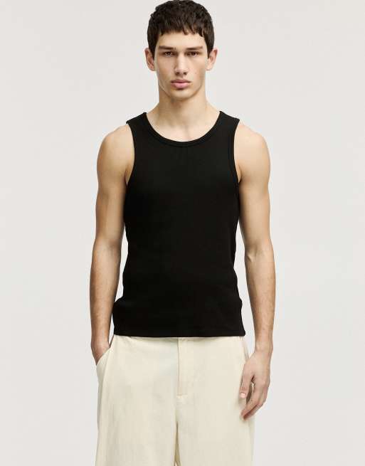 Pull&Bear - Canotta nera a coste