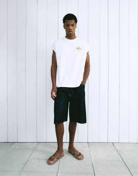 Pull&Bear - Canotta squadrata bianca con grafica - view 1