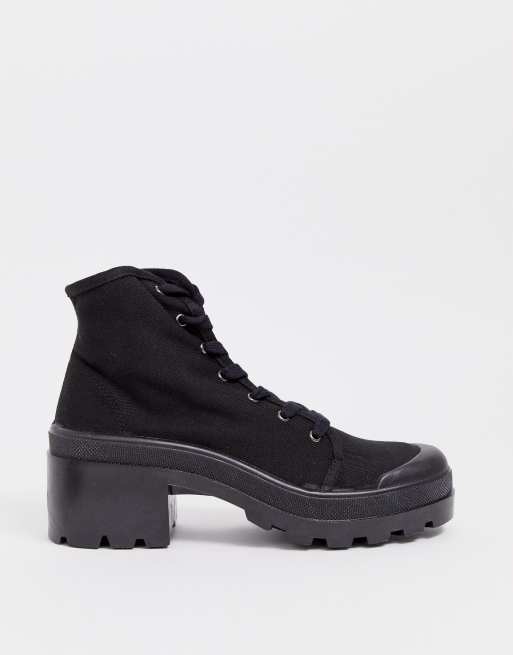 Canvas heeled clearance boots