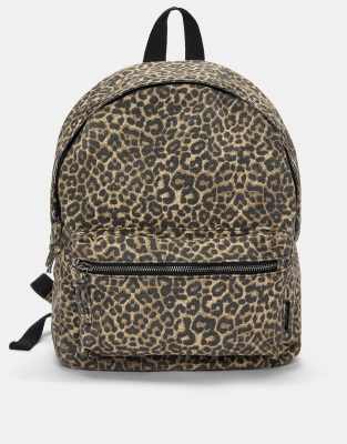 Pull & Bear - Canvas-Rucksack mit Leopardenprint-Bunt