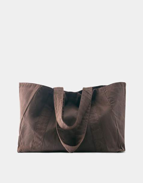 Pull&Bear Canvas tote bag in brown - view 1