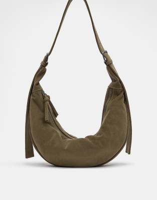 Pull & Bear - Canvas-Umhängetasche in Braun-Brown