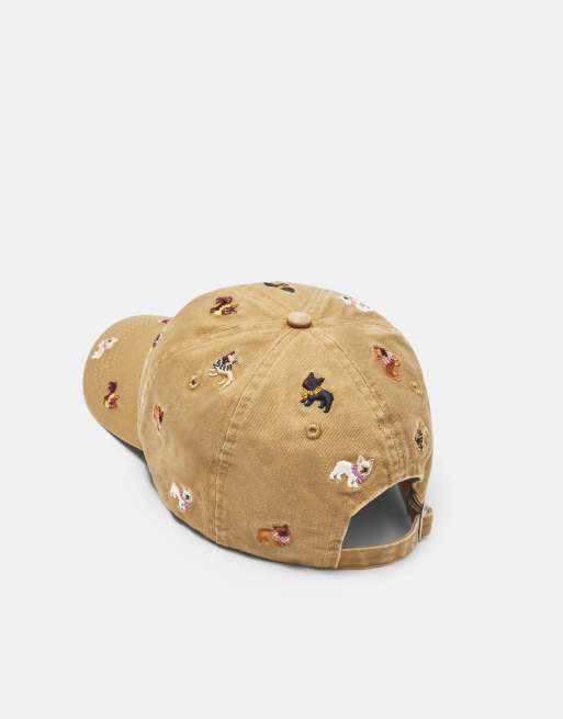 Pull&Bear Cap mit Welpenstickerei in Braun, 2 von 6
