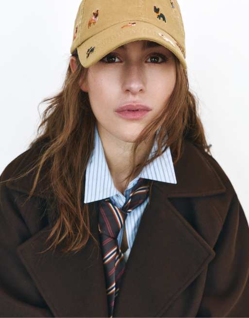Pull&Bear Cap mit Welpenstickerei in Braun, 4 von 6