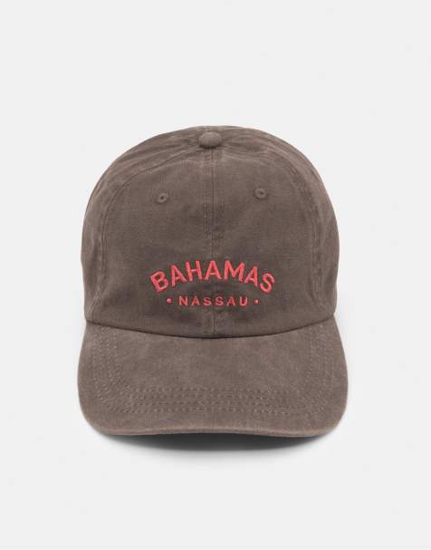 Pull&Bear - Cappellino marrone con scritta Bahamas - view 1