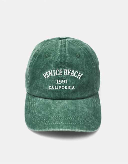Pull&Bear cappellino ricamato Venice Beach verde, 3 di 5