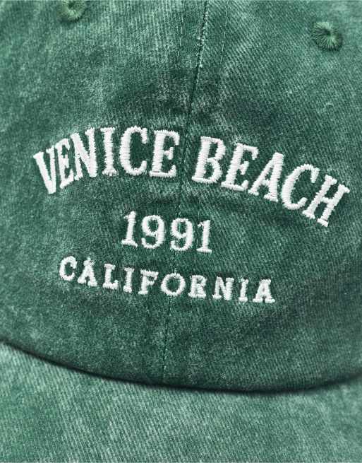 Pull&Bear cappellino ricamato Venice Beach verde, 4 di 5