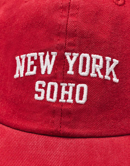 Pull&Bear - Cappellino rosso con stampa New York, 3 di 4