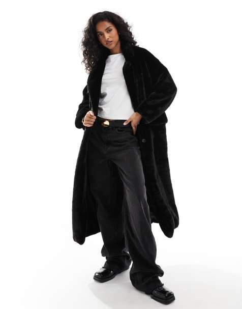 Pull&Bear - Cappotto taglio lungo nero in pelliccia sintetica - view 1