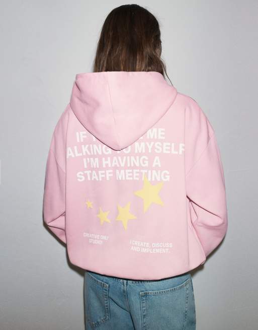 Pull&Bear cappuccio in camoscio con grafica a stella rosa, 2 di 7