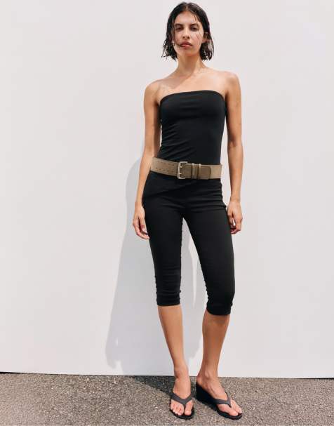 Pull&Bear capri à large ceinture noir - view 1