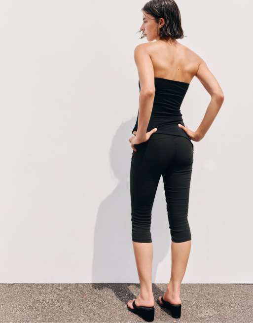 Pull&Bear capri à large ceinture noir, 2 de 7