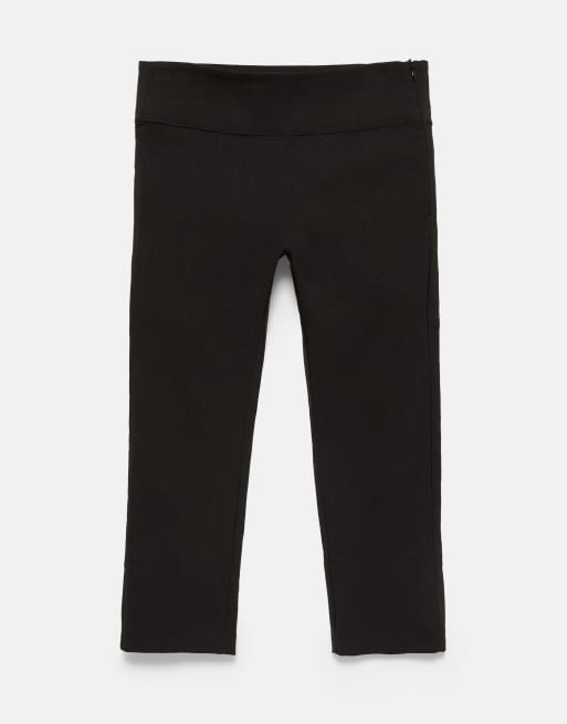 Pull&Bear capribyxor med bred midjeresår i svart, 6 av 7