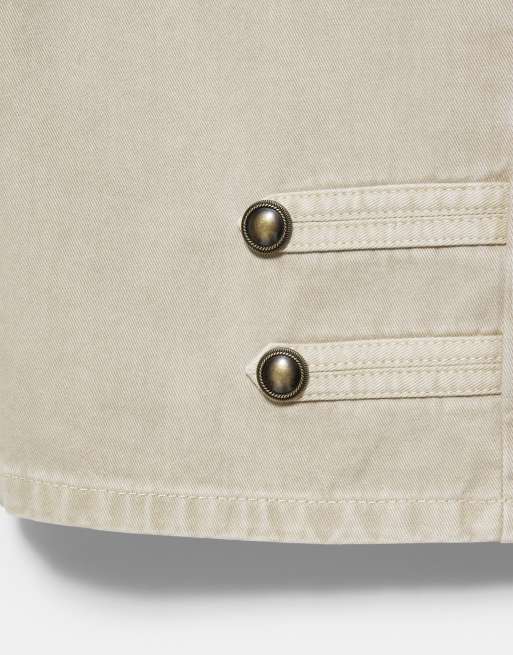 Pull&Bear capribyxor med knappar i khaki, 5 av 6