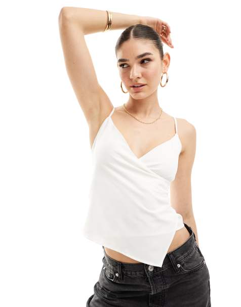 Pull&Bear - Caraco cache-cœur à fines bretelles - Blanc - view 1