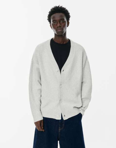 Pull&Bear - Cardigan basic grigio mélange - view 1