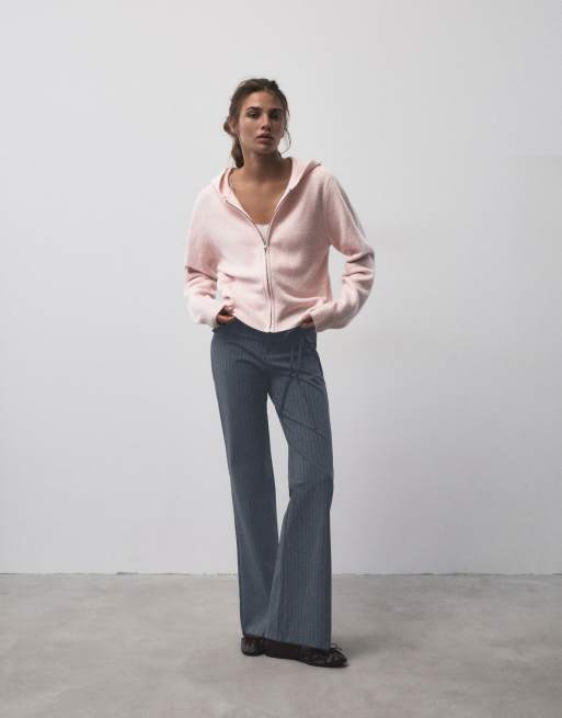 Pull&Bear cardigan con cappuccio e zip rosa, 2 di 6
