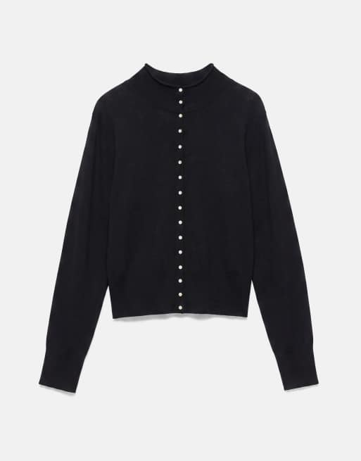 Pull&Bear cardigan con collo alto nero, 5 di 7